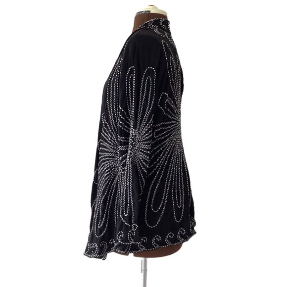 Large Floral Embroidered Cardigan - Picture 2 of 5